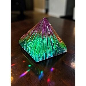 Iris ARC Swarovski Crystal Rainbow/Multi-Colored 2" Tall Pyramid Paperweight VTG